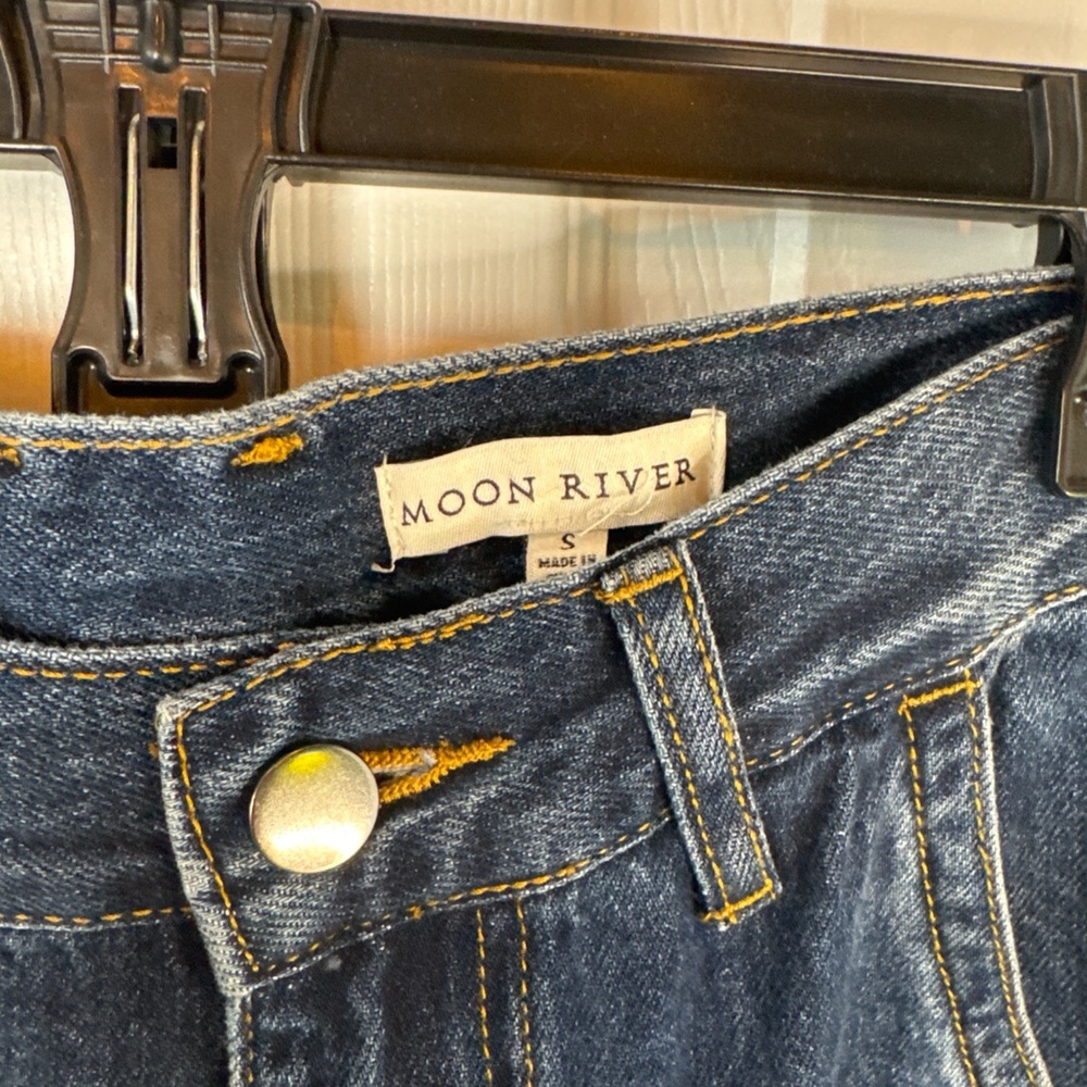 Moon River Dark Blue Denim Skirt - Picture 2 of 4